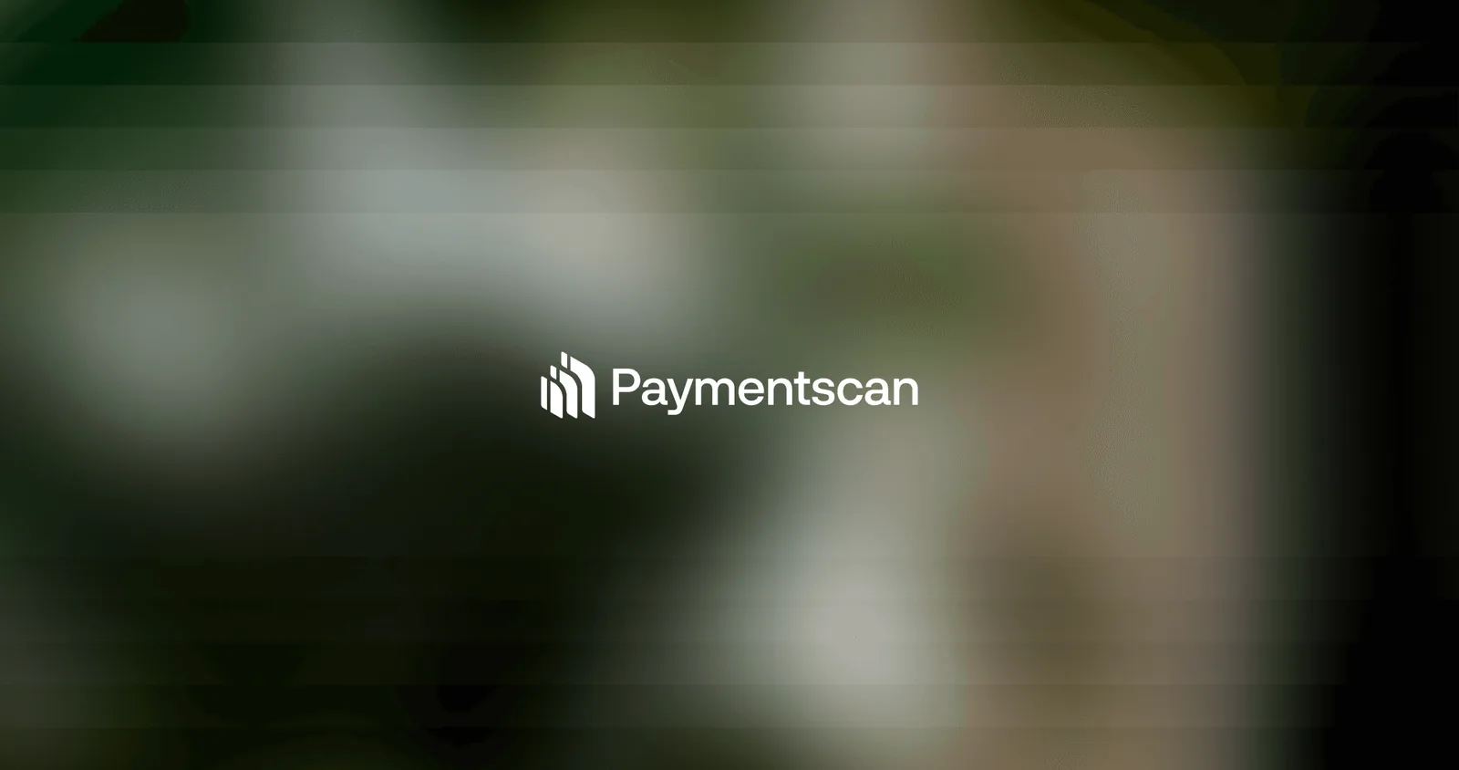 Paymentscan logo on a soft-focus dark green field