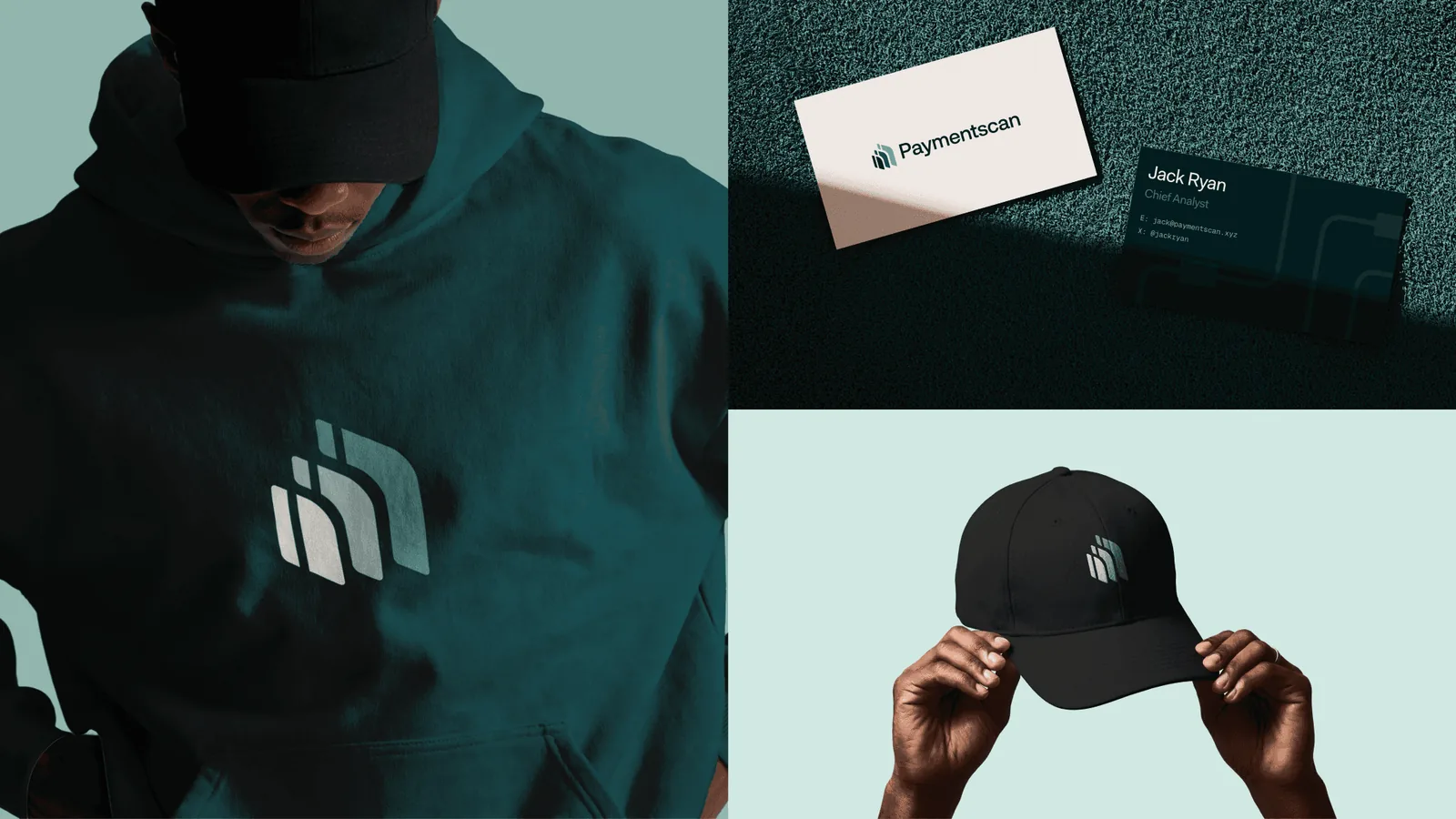 Paymentscan hoodie, business cards and cap