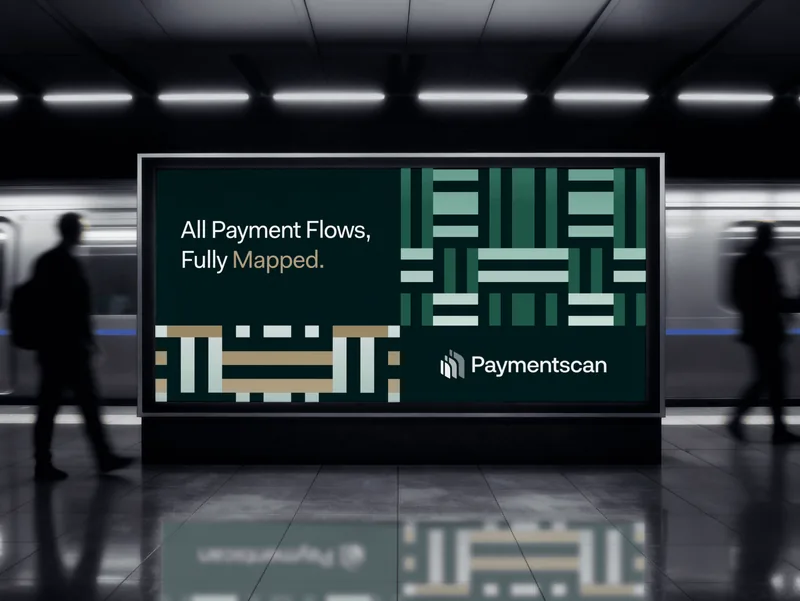 Paymentscan billboard in a metro station: All payment flows, fully mapped